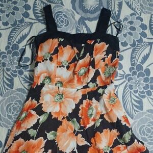 Madison Leigh Vibrant Floral Dress in Orange and Black Size 8 Garden Party Knee